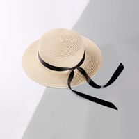 Knotted Ribbon Outdoor Sunscreen Straw Hat sku image 3