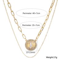 Simple Diamond Letter Mermaid Round Pendant Necklace main image 3