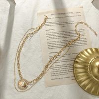 Simple Diamond Letter Mermaid Round Pendant Necklace main image 4