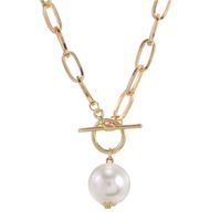 Retro Metal Chain Pearl Long Necklace main image 1
