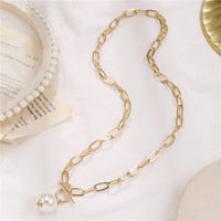 Retro Metal Chain Pearl Long Necklace main image 4