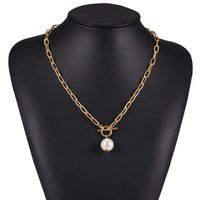 Retro Metal Chain Pearl Long Necklace main image 6