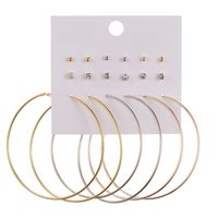 Big Circle Simple Earrings 9 Pairs Set main image 1