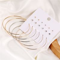 Big Circle Simple Earrings 9 Pairs Set main image 4