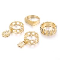 Creative Micro-inlaid Rhinestone Lock Flower Rings Set main image 4