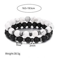 Ensemble De Nouveaux Bracelets Pour Hommes En Perles Blanches Et Noires main image 3
