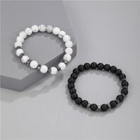 Ensemble De Nouveaux Bracelets Pour Hommes En Perles Blanches Et Noires main image 4
