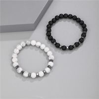 Ensemble De Nouveaux Bracelets Pour Hommes En Perles Blanches Et Noires main image 5