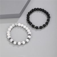 White Black Frosted Beaded New Men's Bracelet Set main image 5