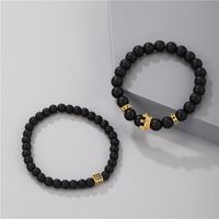 Black Frosted Stone Beads Crown Dice Bracelet main image 4