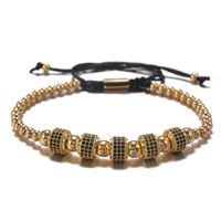 Punk Style Copper Inlaid Zirconium Bead Bracelet main image 1