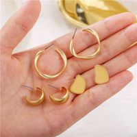 Simple C-shaped Earrings Set sku image 1