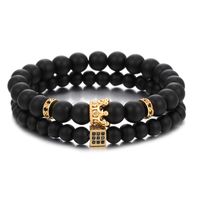 Black Frosted Stone Beads Crown Dice Bracelet sku image 1