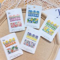 New Fashion Embroidery Plaid Floral Children's Bb Clip Set main image 3