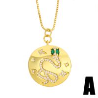 Simple Retro Inlaid Zircon Snake-shaped Necklace sku image 1