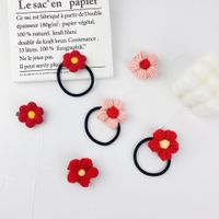 Fashion Simple Red Flower Hair Ring Set sku image 4