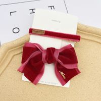 European And American New Ladies Hairpin Trendy Velvet Bow Edge Clip Girl Cute Top Clip Hair Accessories Wholesale sku image 2