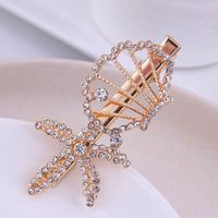 Korean Fashion Metal Rhinestone Starfish Hairpin main image 3