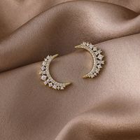 New Fashion Moon Diamond Copper Earrings main image 1