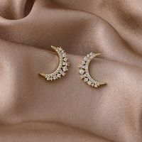 New Fashion Moon Diamond Copper Earrings main image 4