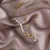 Retro Baroque Pearl Pendant Chain Necklace main image 3