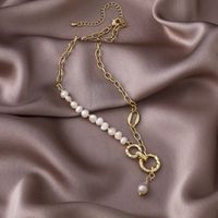 Retro Baroque Pearl Pendant Chain Necklace main image 4