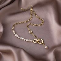 Retro Baroque Pearl Pendant Chain Necklace main image 5
