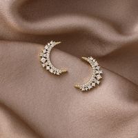 New Fashion Moon Diamond Copper Earrings sku image 1