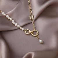 Retro Baroque Pearl Pendant Chain Necklace sku image 1
