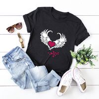 Fashion Wings Heart-shaped Cotton Short-sleeved T-shirt main image 4
