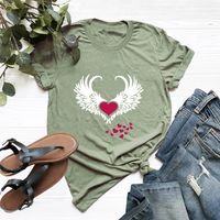 Fashion Wings Heart-shaped Cotton Short-sleeved T-shirt main image 5