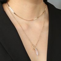 New Fashion Imitation Natural Stone Bullet Pendant Necklace main image 4