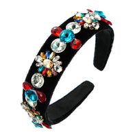 Fashion Baroque Black Flannel Diamond-studded Flower Headband main image 6