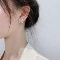 Silver Needle Bowknot Pearl Earrings main image 4