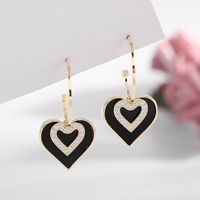Fashion Simple Heart Diamond Earrings sku image 1