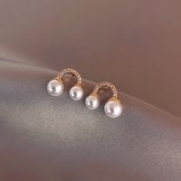 Korean Micro-inlaid Pearl Earrings sku image 1