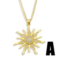 Mode Sonnenblume Mikro-eingelegte Zirkon Halskette sku image 1