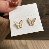 Retro Golden Butterfly Earrings sku image 1