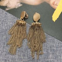 Vintage Gold Metal Chain Tassel Earrings sku image 1