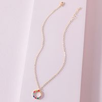 Fashion Korea Colored Cirlcle Pendant Necklace sku image 1