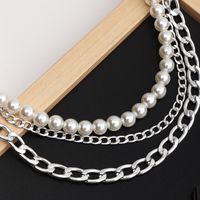 Punk Multilayer Thick Chain Pearl Necklace main image 5