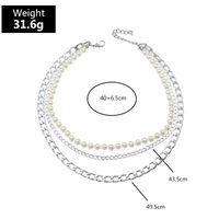 Punk Multilayer Thick Chain Pearl Necklace main image 6