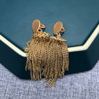 Vintage Gold Metal Chain Tassel Earrings main image 4