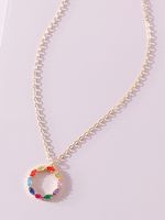 Fashion Korea Colored Cirlcle Pendant Necklace main image 1