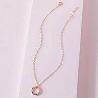 Fashion Korea Colored Cirlcle Pendant Necklace main image 3