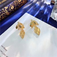 Korea Golden Geometric Fox Earrings main image 1