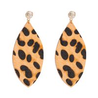 Retro Leather Leopard Rhinestone Earrings main image 3