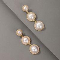 New Retro Pearl Long Tassel Diamond Earrings main image 7