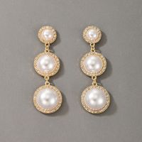 New Retro Pearl Long Tassel Diamond Earrings sku image 1