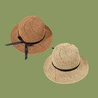 أزياء الصيف الجديدة أقواس الظل المصنوعة يدويًا قبعة القش أنثى واقية من الشمس وقبعة الشاطئ وقبعة الوالدين والطفل main image 3